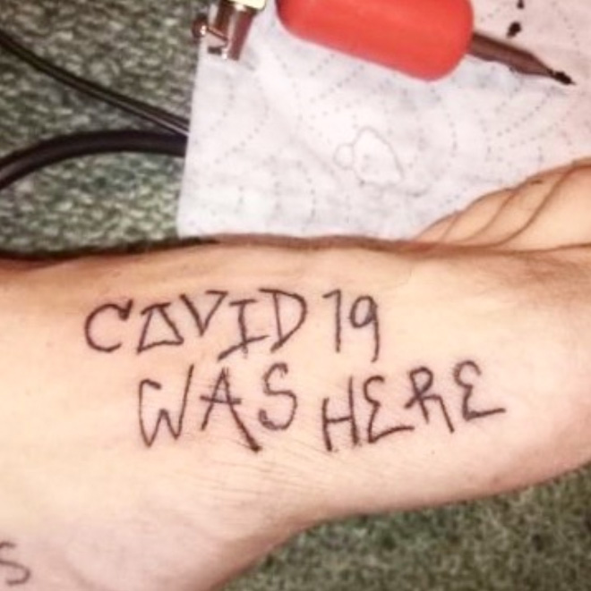 COVID-19 tattoo.
