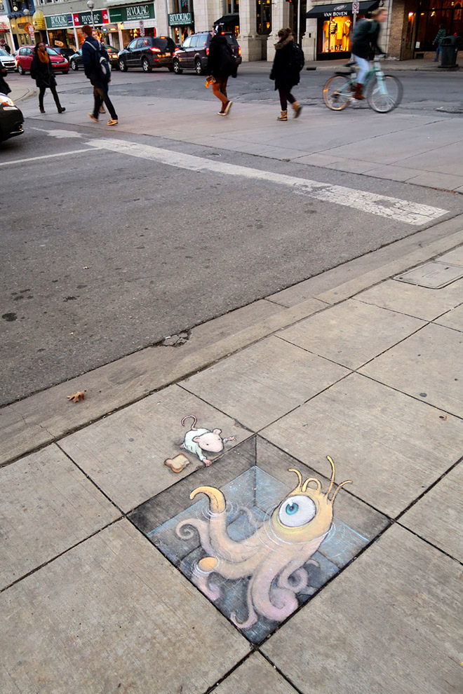 Awesome 3D chalk street art.