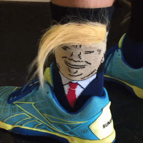 Trump socks with realistic hair.