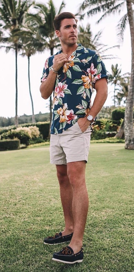 Floral Shirt - Shorts- Summer-Outfits-For-Men