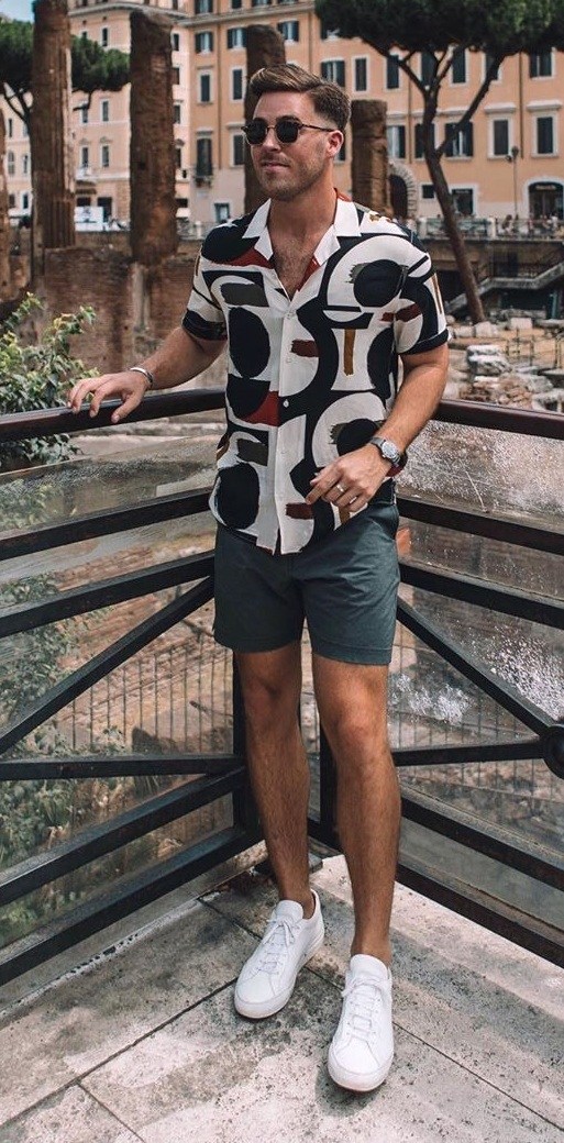 Shorts and Printed Shirt Outfit for Summer