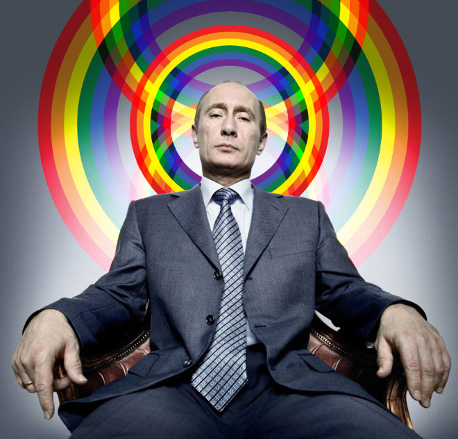 Rainbow Putin supports gay rights.