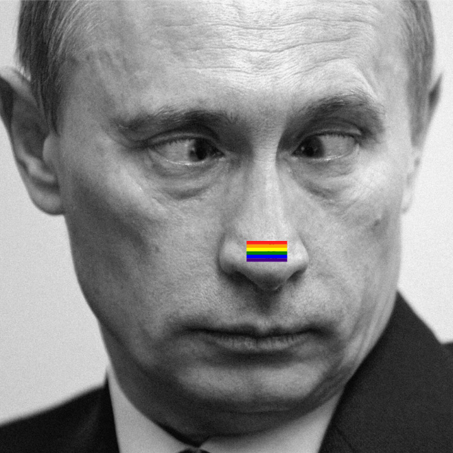 Rainbow Putin supports gay rights.