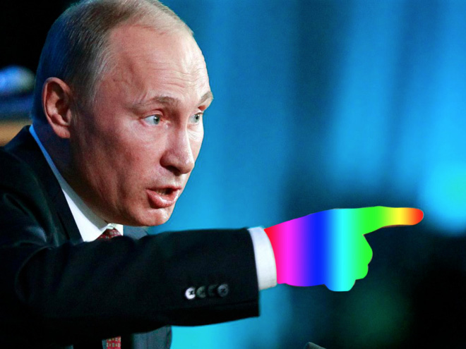 Rainbow Putin supports gay rights.