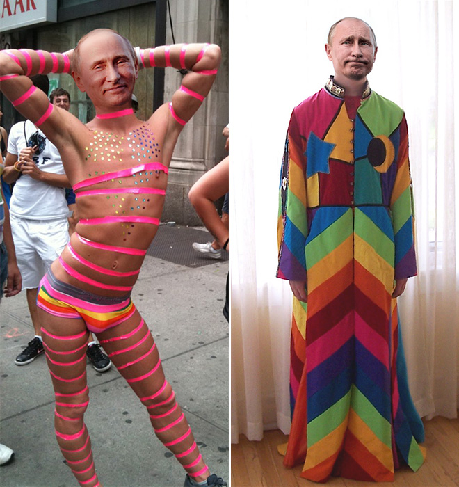 Rainbow Putin supports gay rights.