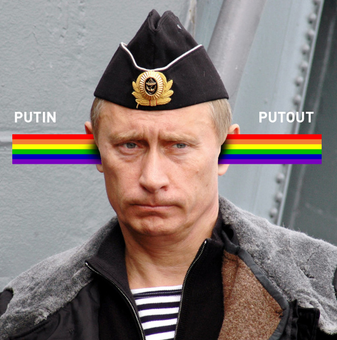 Rainbow Putin supports gay rights.