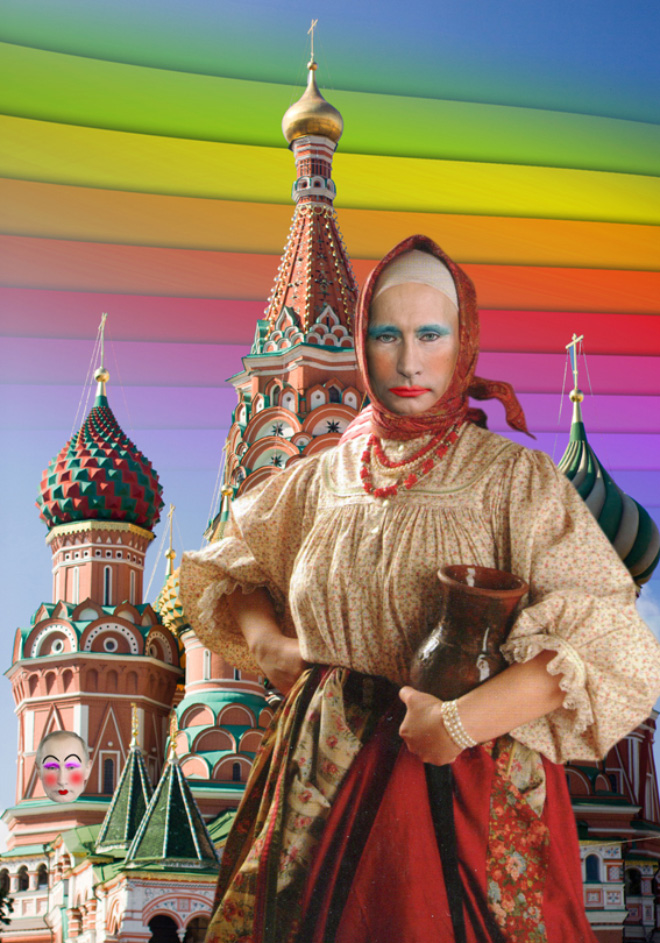 Rainbow Putin supports gay rights.