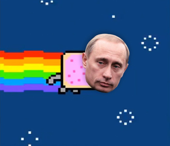 Rainbow Putin supports gay rights.