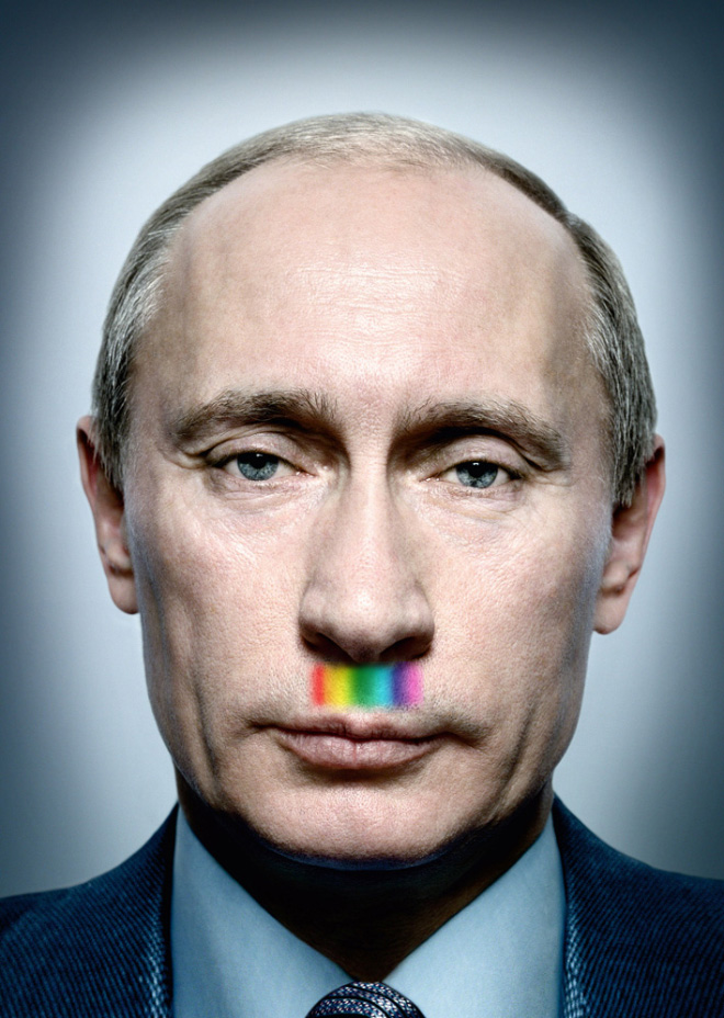 Rainbow Putin supports gay rights.