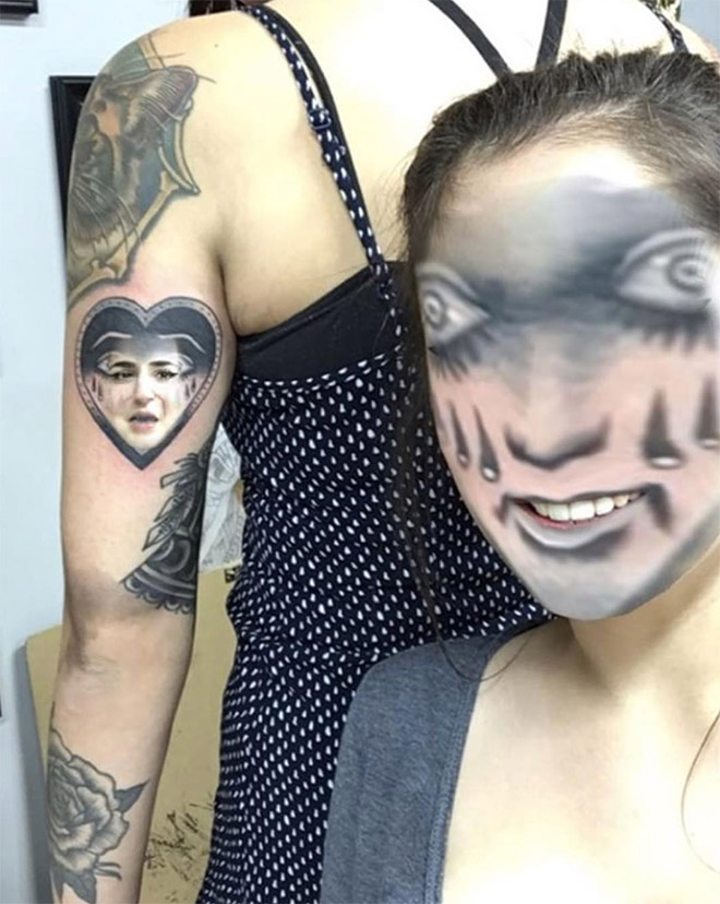 When you use a face swap app on your tattoo...