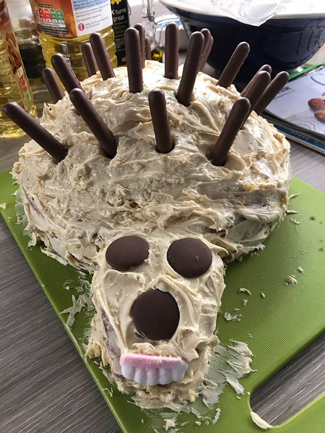 Cursed hedgehog cake.