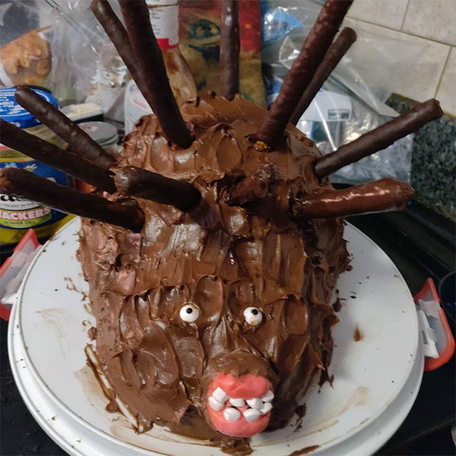 Cursed hedgehog cake.