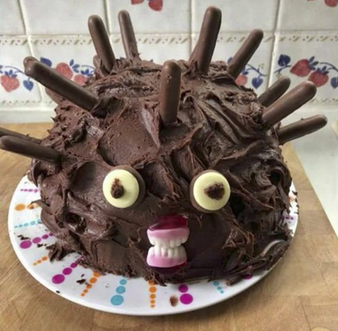 Cursed hedgehog cake.