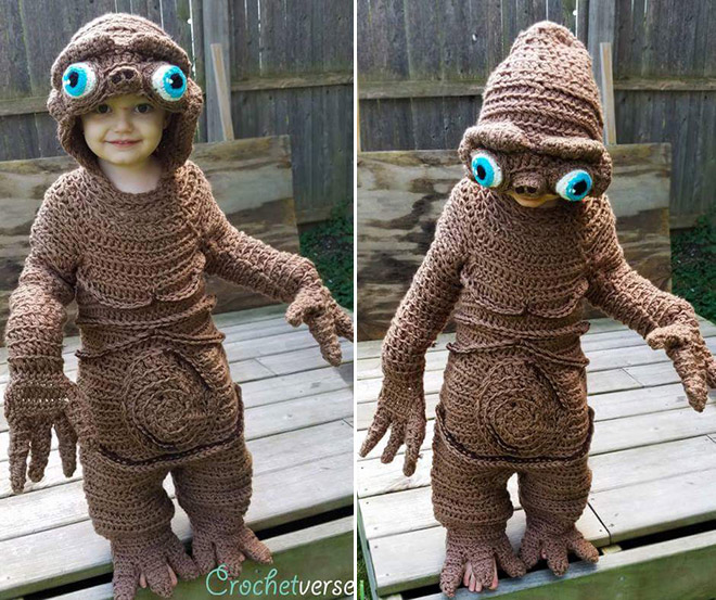 Awesome crocheted costume.