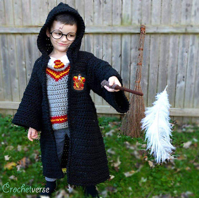 Crocheted Harry Potter costume.