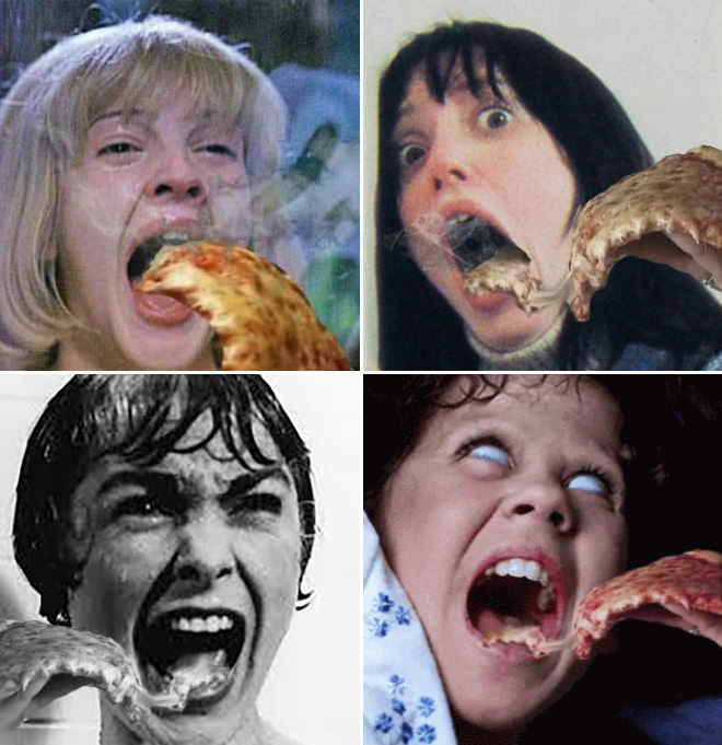 When horror movie screams meet hot pizza...