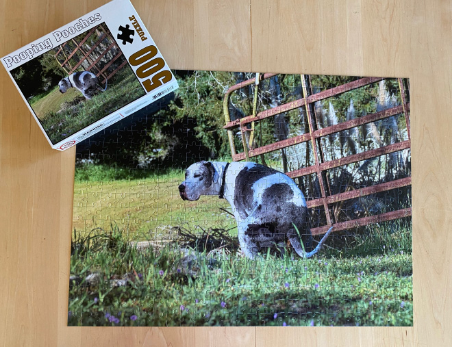 Pooping Pooches 500 piece jigsaw puzzle.
