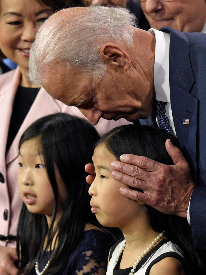Uncle Joe really does not understand personal space.