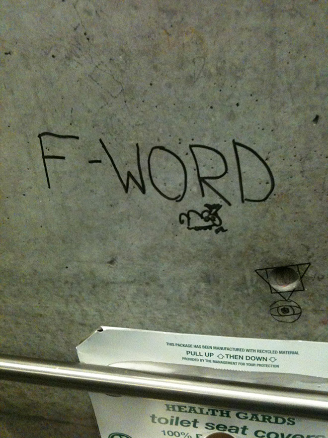 Funny toilet graffiti.