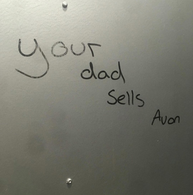 Your dad sells Avon.