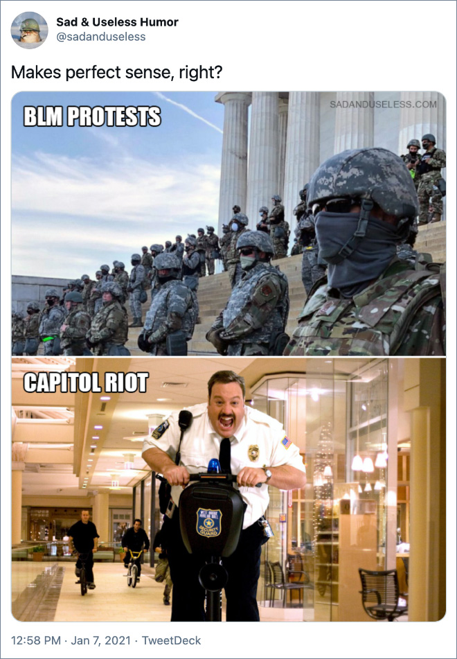 Funny reaction to Capitol riot.