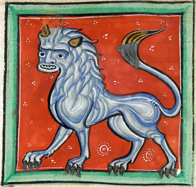 Medieval lion art.
