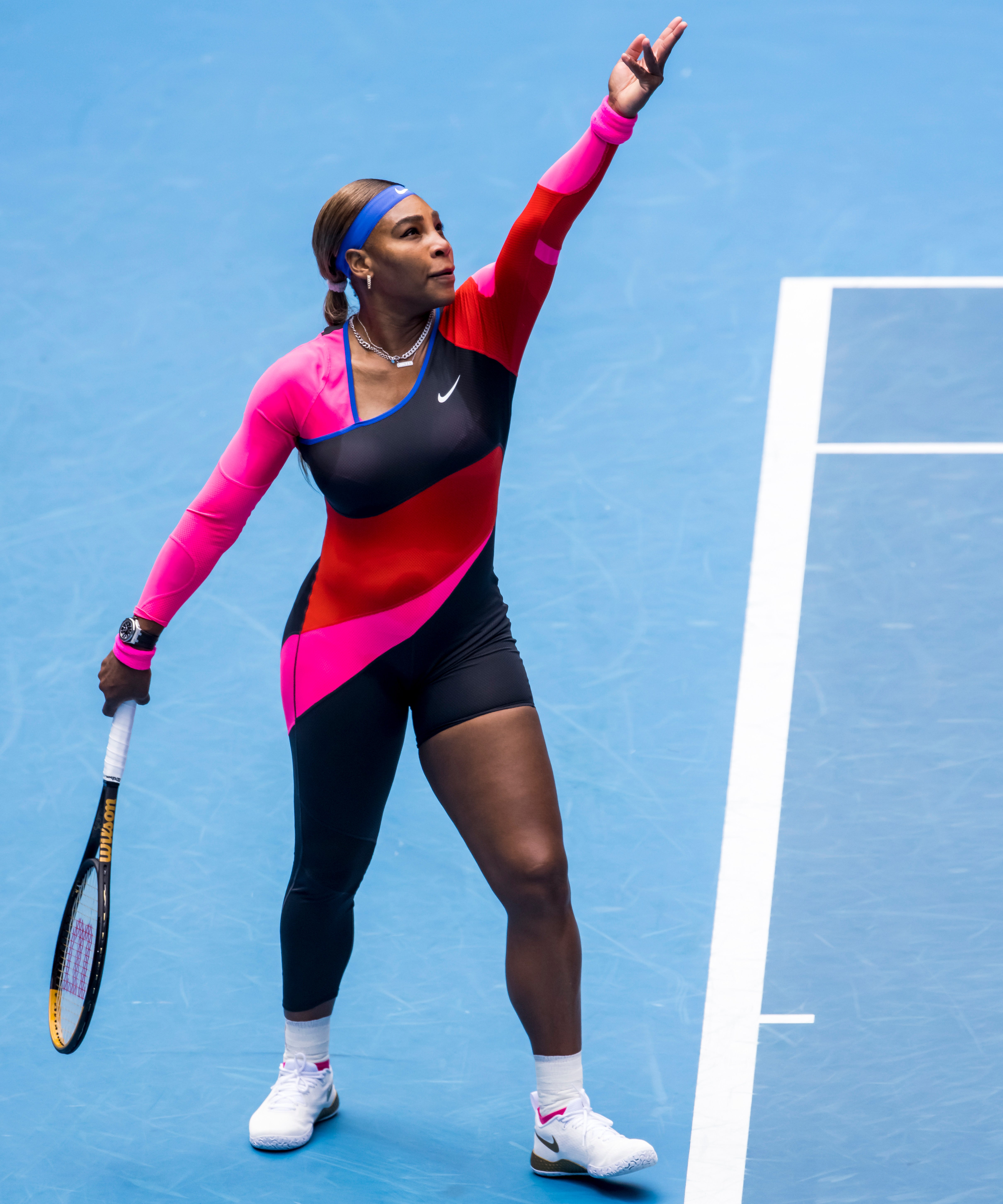 Serena Williams’ Asymmetric Catsuit At The Australian Open Was Inspired By Flo-Jo