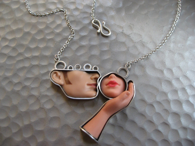 Jewelry made from Barbie doll parts.
