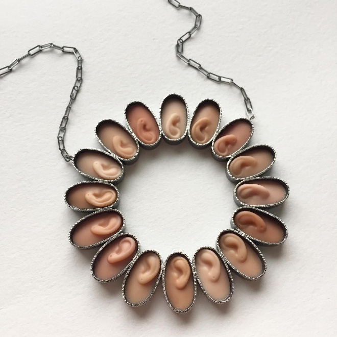 Jewelry made from Barbie doll parts.
