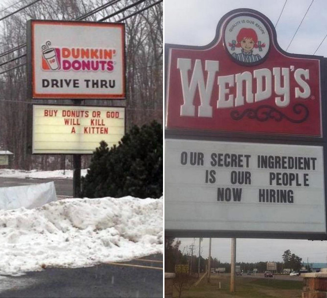 Funny fast food signs.