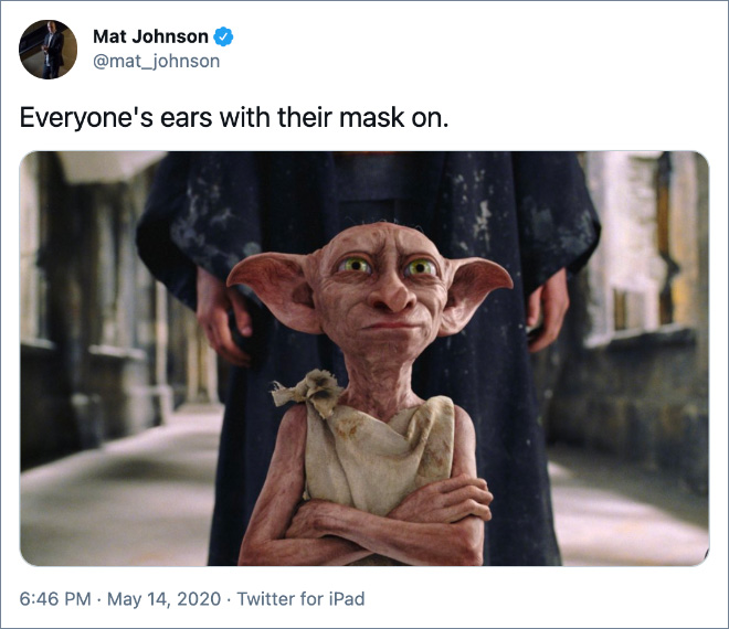Everyone's ears with their mask on.
