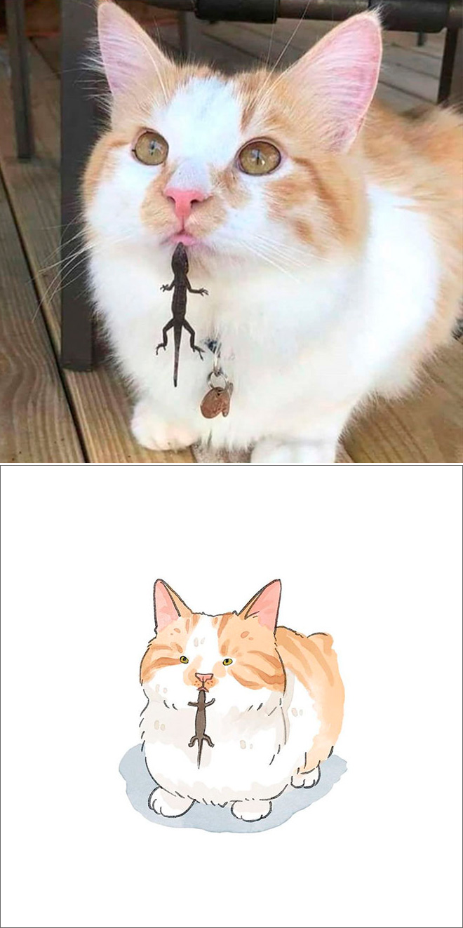 Famous cat picture turned into a watercolor painting.