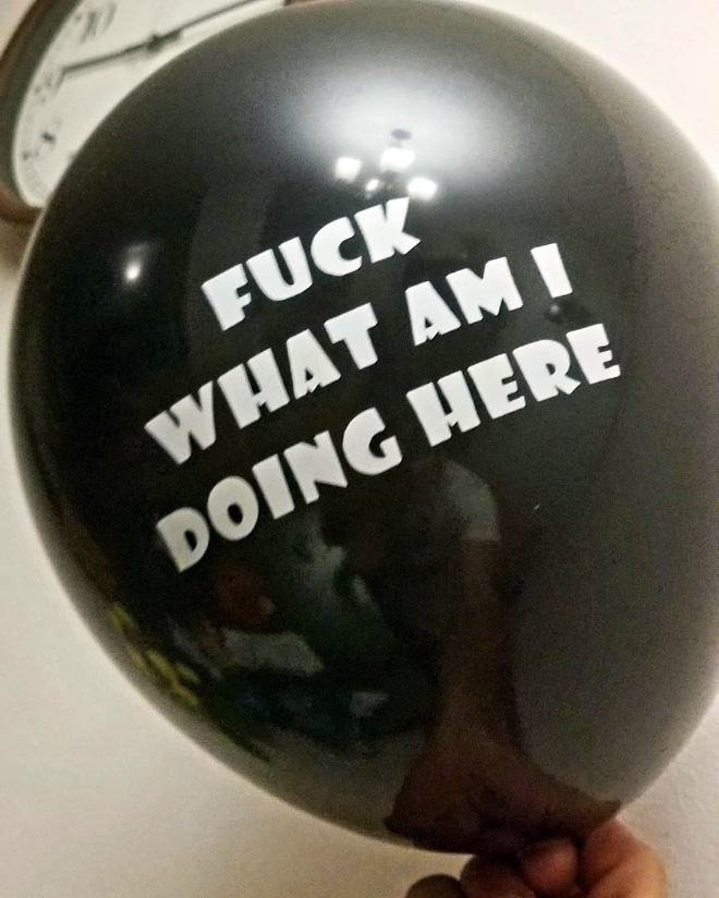Abusive birthday balloon.