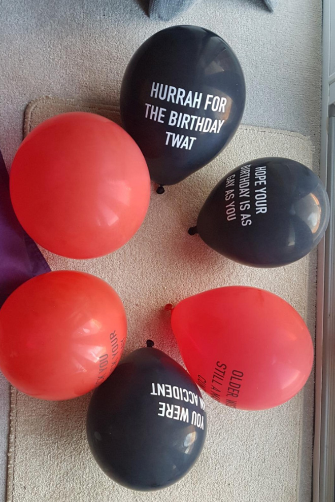 Abusive birthday balloons.