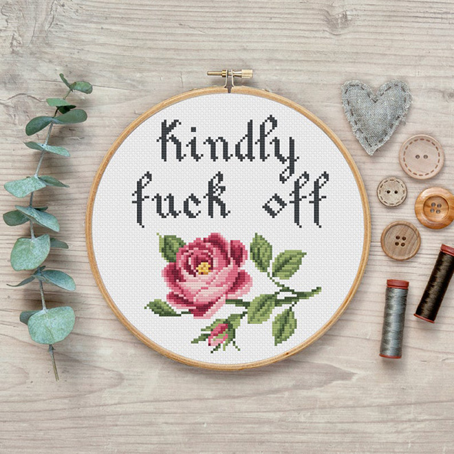 Brilliant rude cross Stitch by Katerina Lukashina.