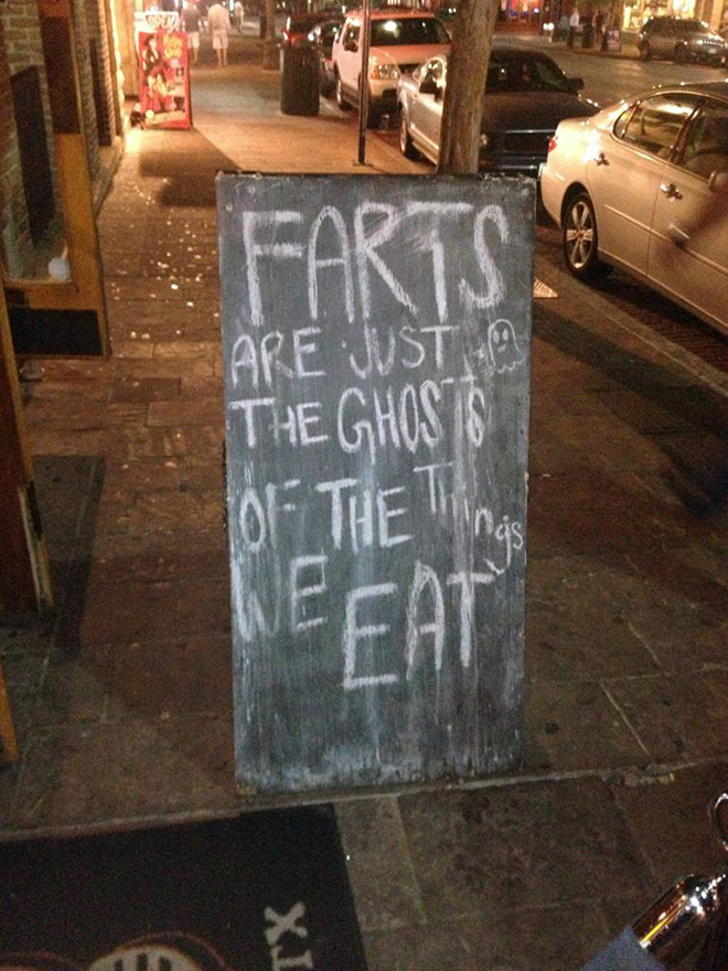 Funny chalkboard sign.