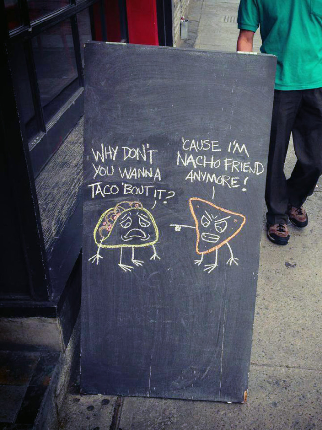 Funny chalkboard sign.