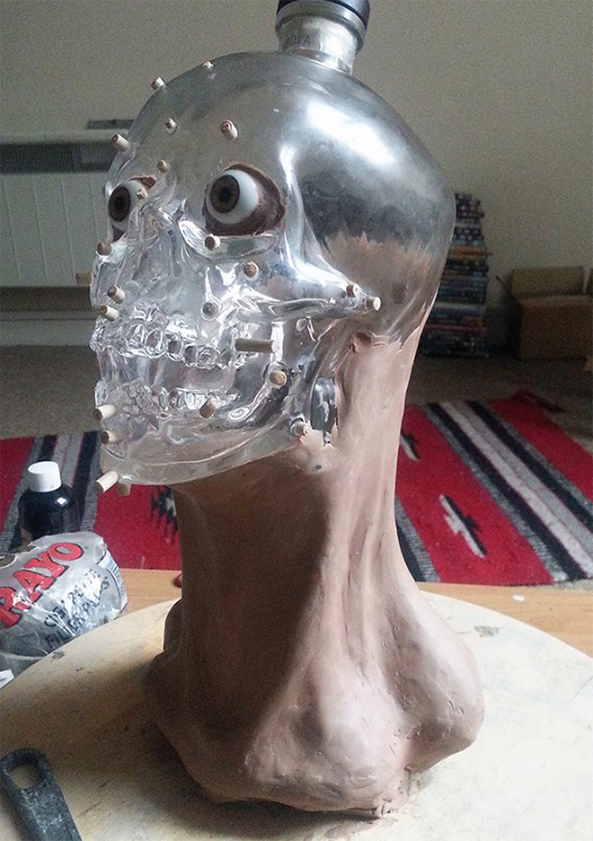 Vodka skull bottle facial reconstruction.