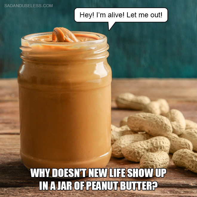 Why doesn't new life show up in a jar of peanut butter?
