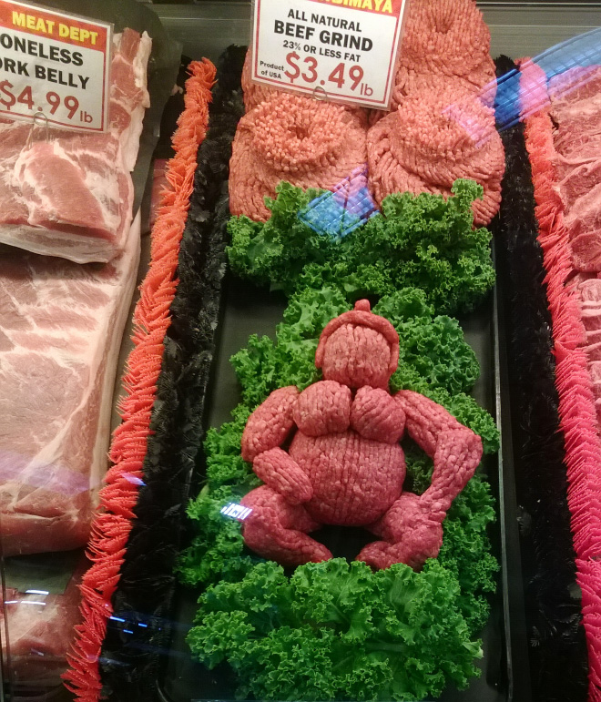 Ground meat sculpture.