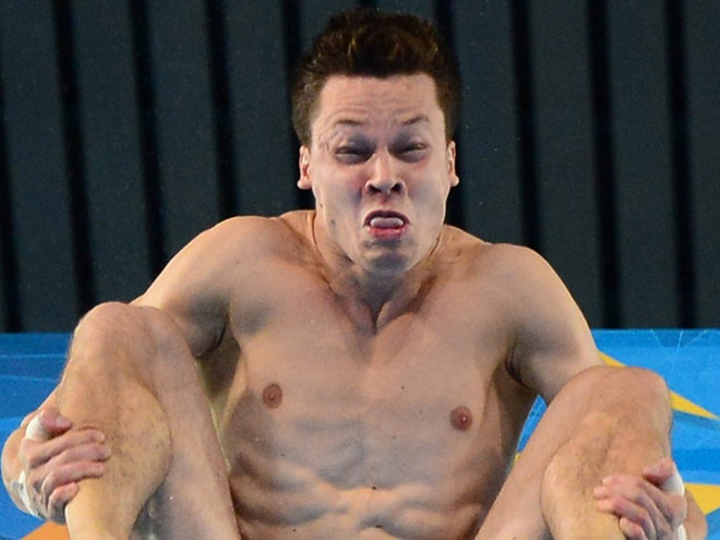Funny Olympic diving face.