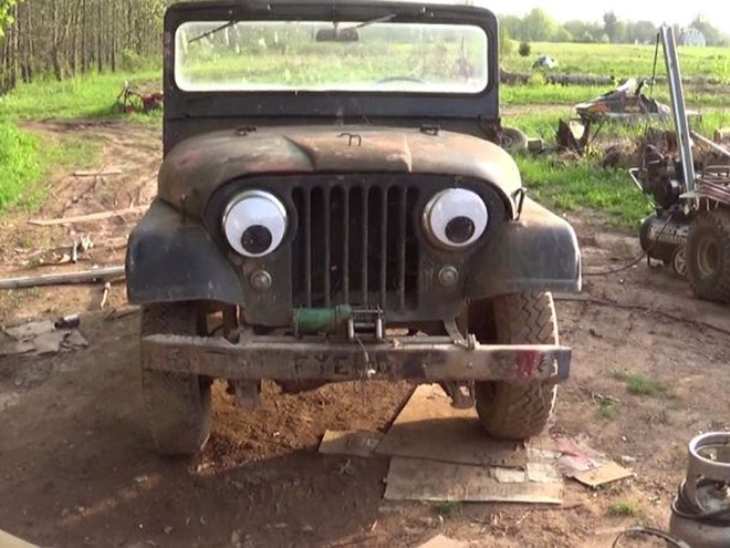 Googly eyes car.