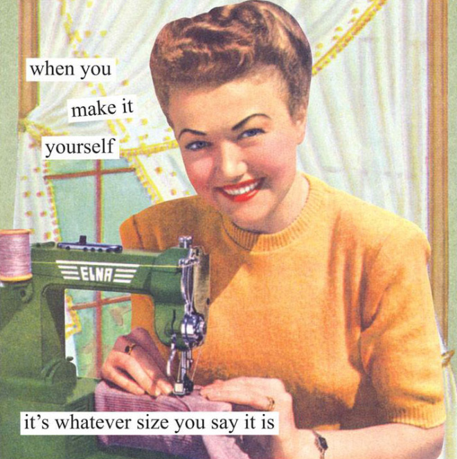 Sarcastic retro picture parody by Anne Taintor.