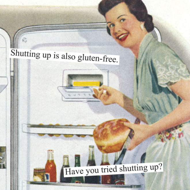 Sarcastic retro picture parody by Anne Taintor.