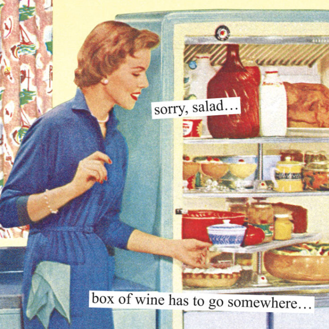 Sarcastic retro picture parody by Anne Taintor.