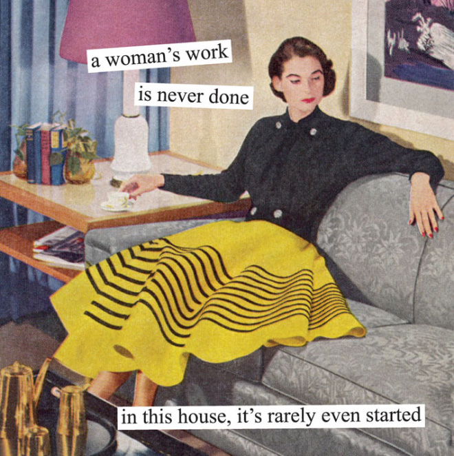 Sarcastic retro picture parody by Anne Taintor.