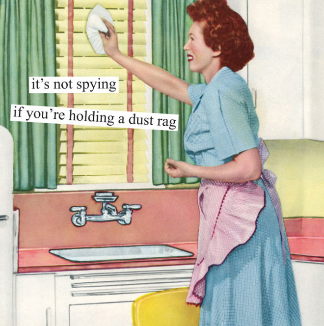 Sarcastic retro picture parody by Anne Taintor.