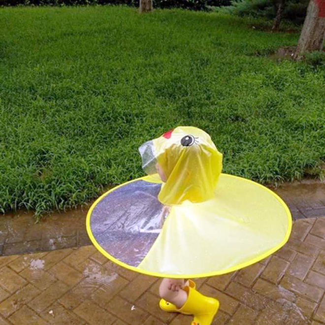 Yellow duck raincoat.