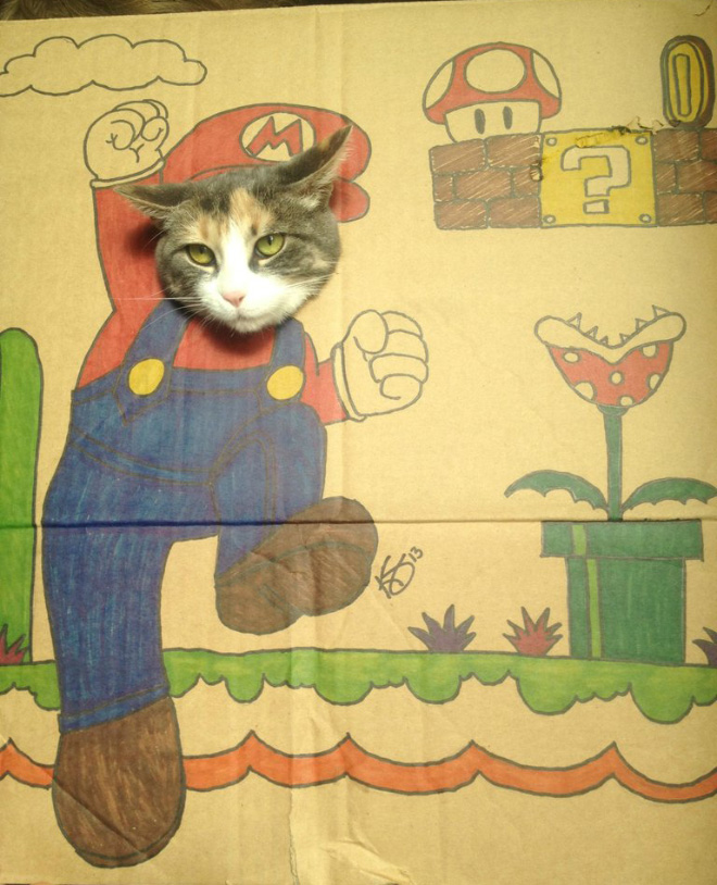 Cardboard cat art.