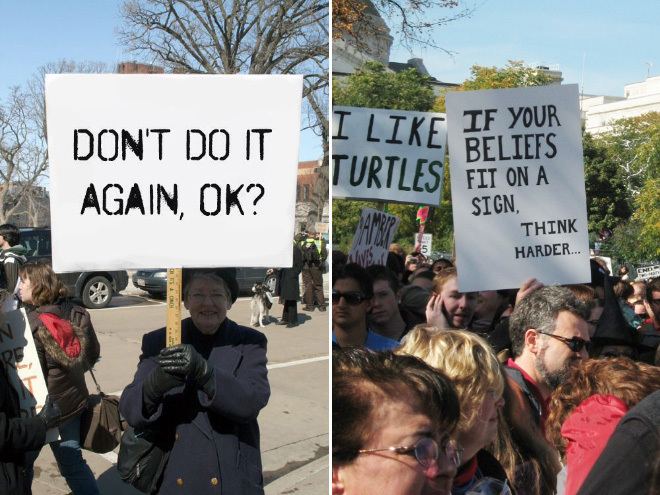 Hilariously polite protest signs.